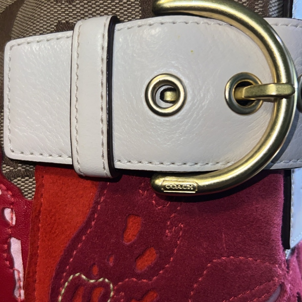Vintage Coach POPPY LIMITED EDITION RARE FORAL Jacquard & leather bag #6123 - Picture 12 of 12